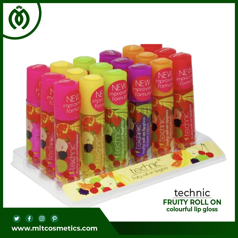 6 X Technic Fruity Roll On colourful lip gloss