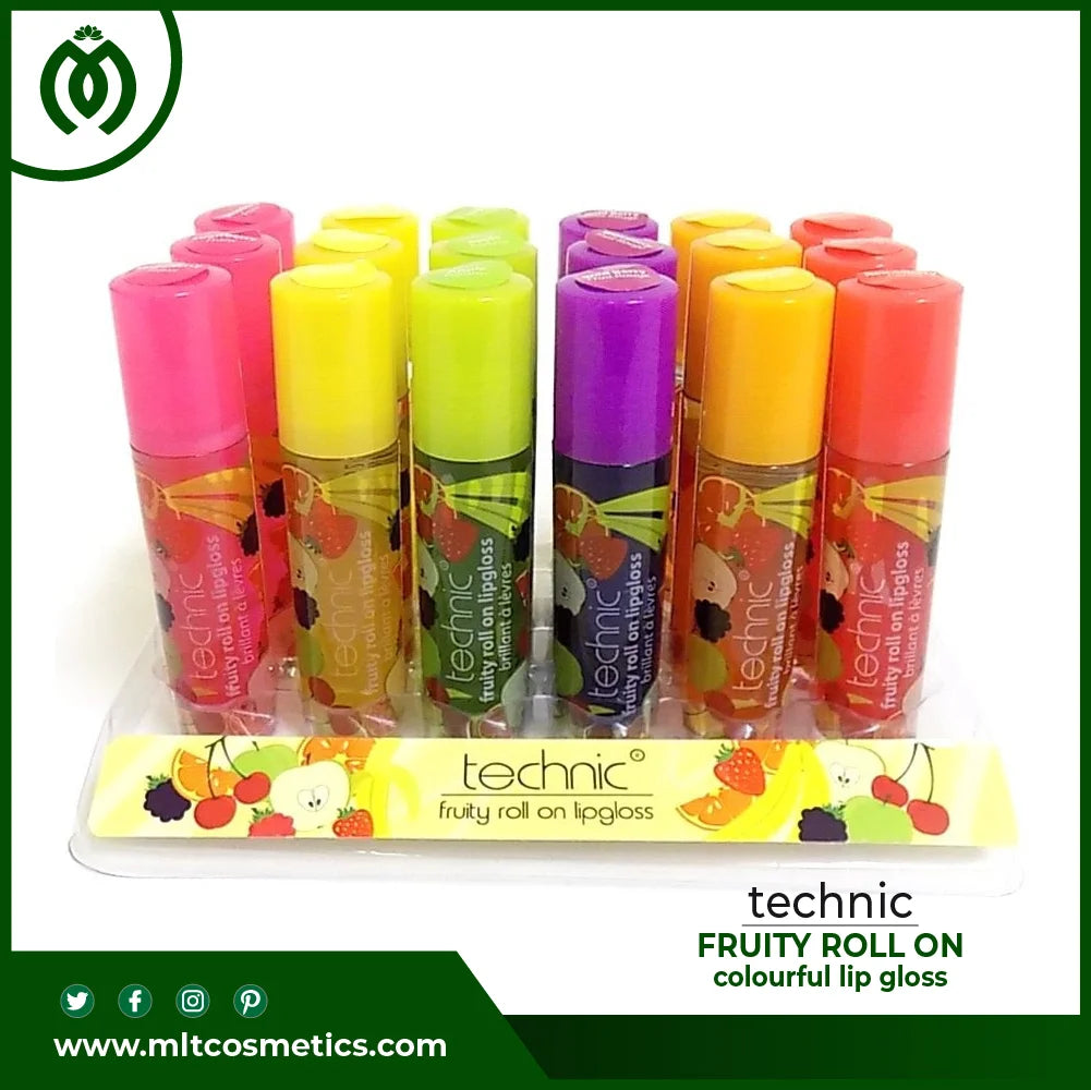 6 X Technic Fruity Roll On colourful lip gloss