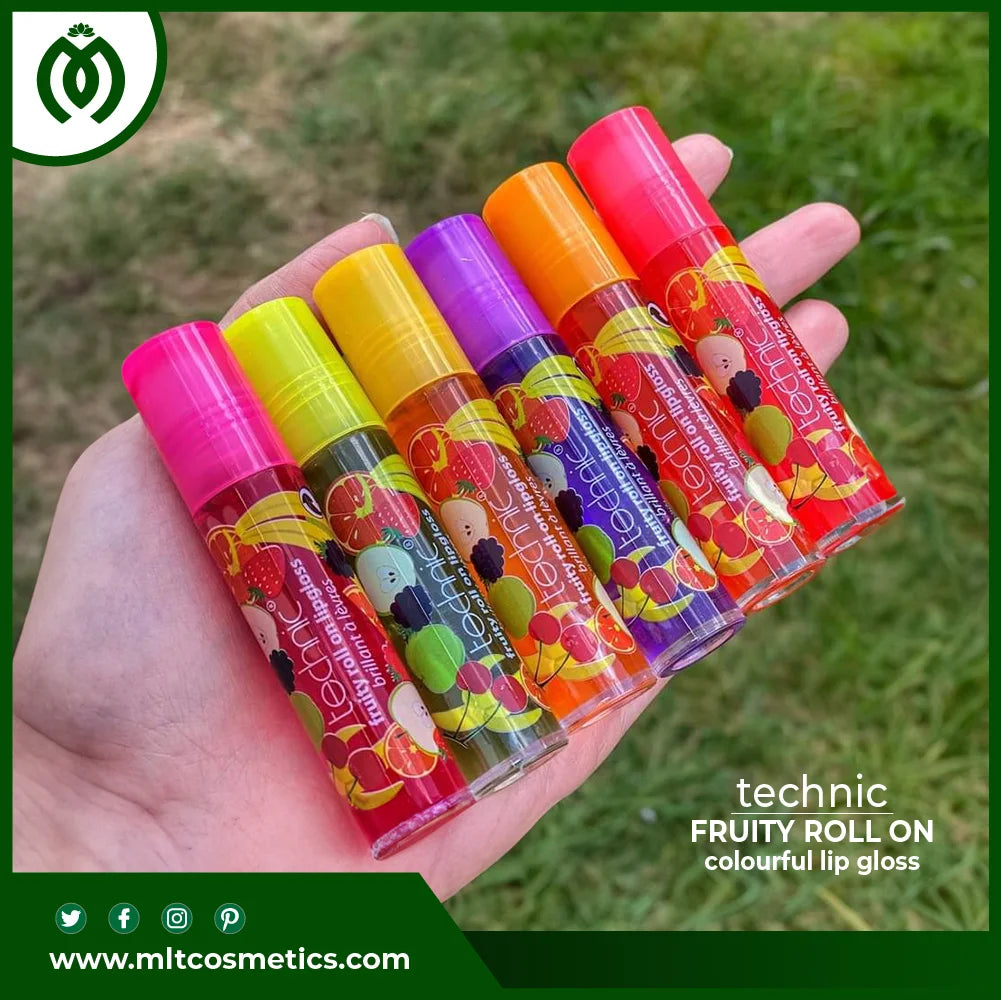 6 X Technic Fruity Roll On colourful lip gloss